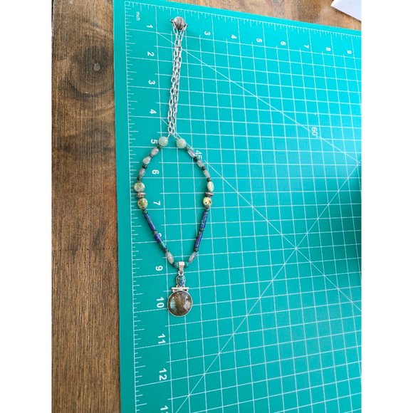 Necklace natural stones labradorite lapis and more silver tone - Picture 5 of 8